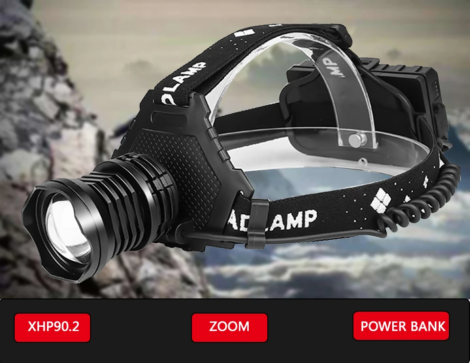 XHP90.2 Новое поступление самый мощный светодиодный налобный фонарь, налобный фонарь с увеличением, внешний аккумулятор 7800 мАч, аккумулятор 18650 ярче, чем xhp70