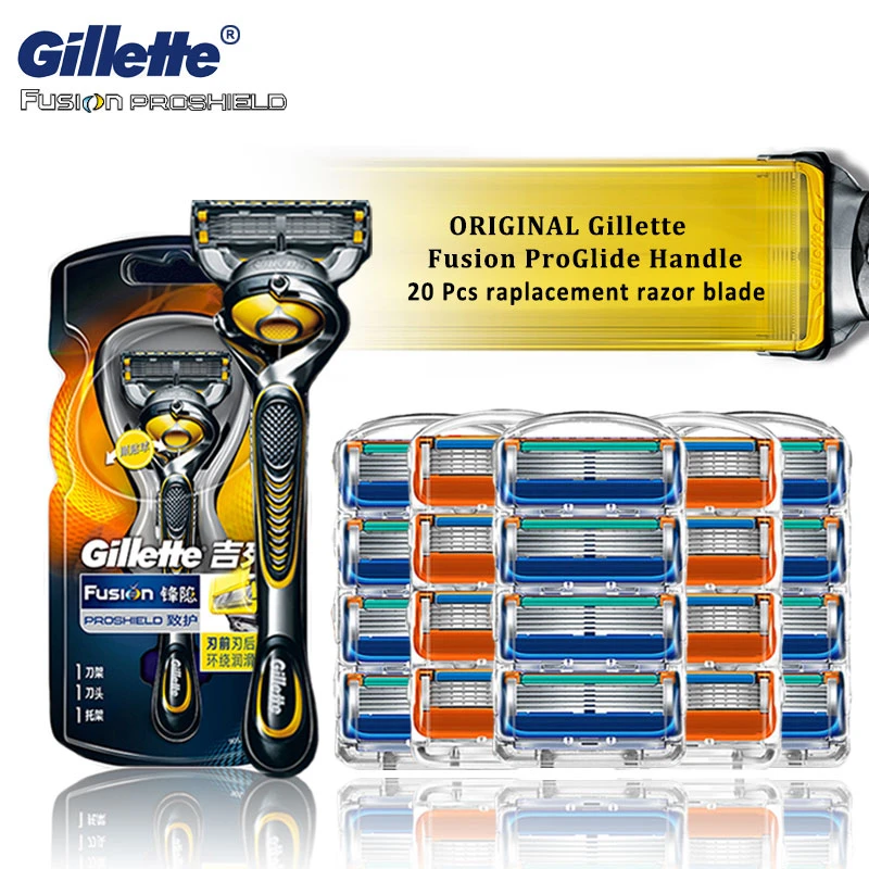 

Оригинальная бритва Gillette Fusion Proshield, 5-слойный держатель ручки из нержавеющей стали со сменными головками, кассеты для безопасного бритья