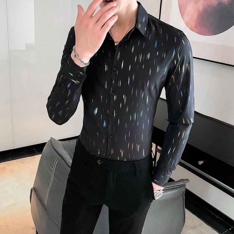 Рубашка мужская с длинным рукавом Осень зима 3XL|Повседневные рубашки| |