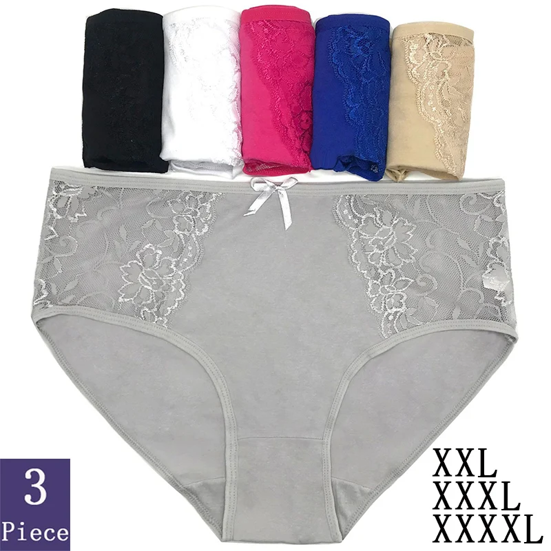 

Женские трусики с высокой талией, 95% хлопок, 3 шт./лот, большие размеры XXL 3XL 4XL