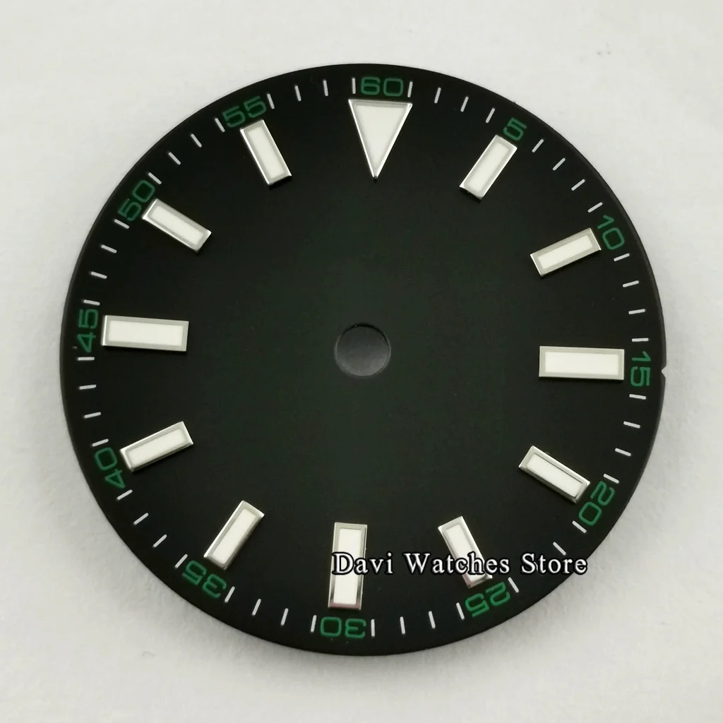 Новый 29 мм стерильный циферблат для часов зеленый светящийся подходит NH35/NH35A