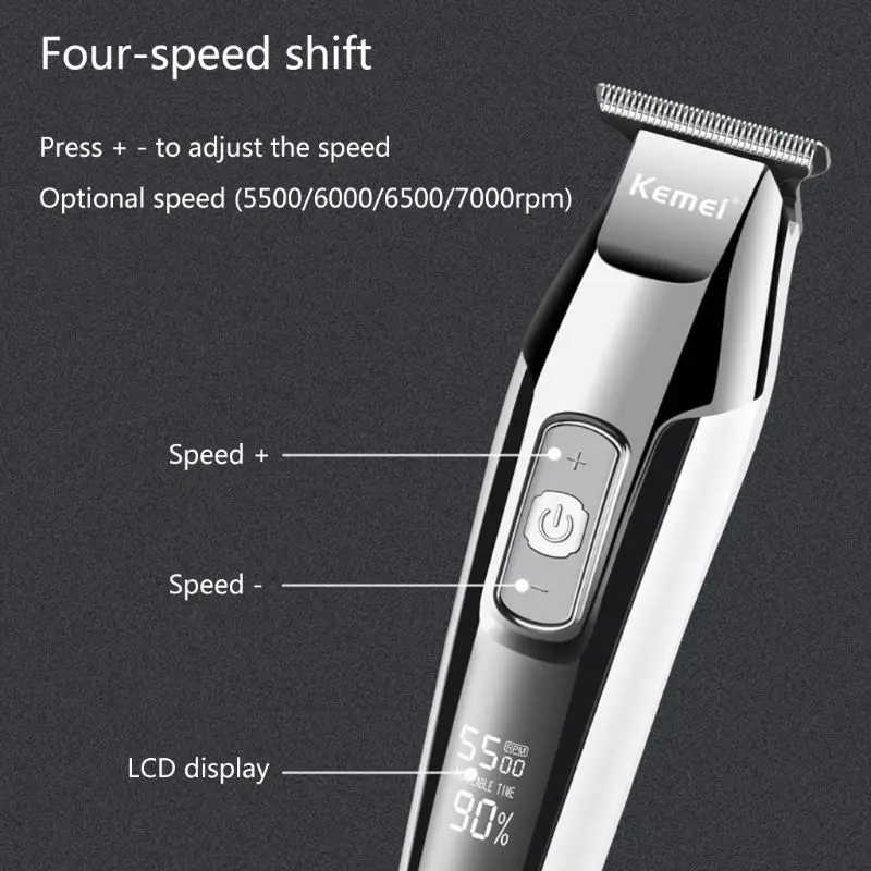 Kemei Electric Hair Clipper LCD Display 0mm Men DIY Beard Baldheaded Trimmer KM-5027 | Бытовая техника