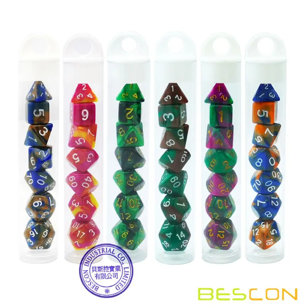 Bescon Mini двухцветная многогранная фотография 10 мм маленькие игральные кости набор