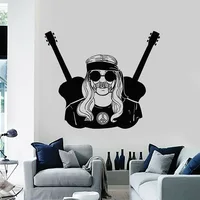Music Vinyl Wall Decal Guitars Music Rock Guitarist Musician Stickers Mural Music Bar Decoration Home Decor M243
