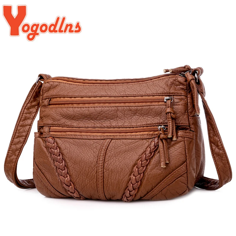 

Yogodlns Winter New Shoulder Bag For Women Soft PU Leather Crossbody Bag Vintage Messenger Bag Lady Handbag Brands Lady Pouch