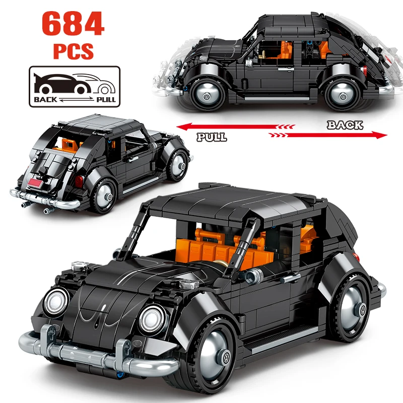 

City Pull Back Classic Car Mechanic Building Blocks Technical Supercar Sport Vehicle Model BricksToys For Children Boys