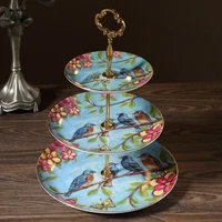 blue bird bone china fruit plates snack dishes cake stand candy dish porcelain tray ceramic tableware decoration