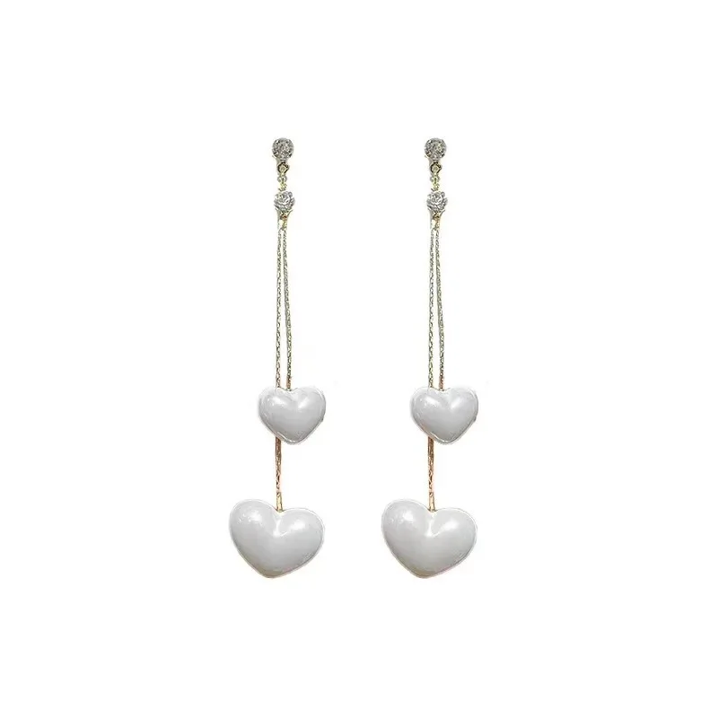 

2020 New Korean Tassel Earrings Top Design Delicate Simulated Pearl Heart Drop Earrings Fashion Jewelry Wholesale Bijoux