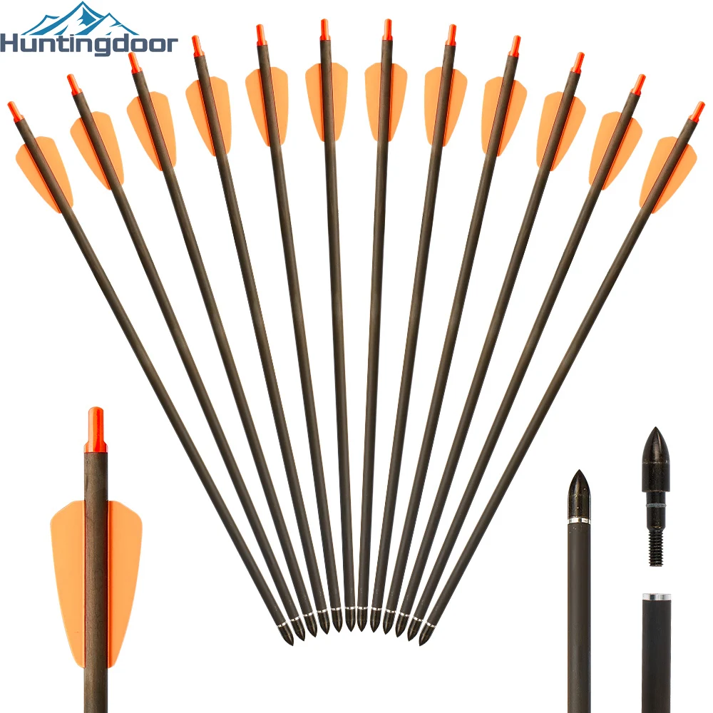 Стрелы охотничьи с оранжевым пером стрелы из чистого карбона для стрельбы охоты