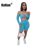 kakan cross border womens jumpsuit two piece casual one shoulder stitching bandage sexy jumpsuit