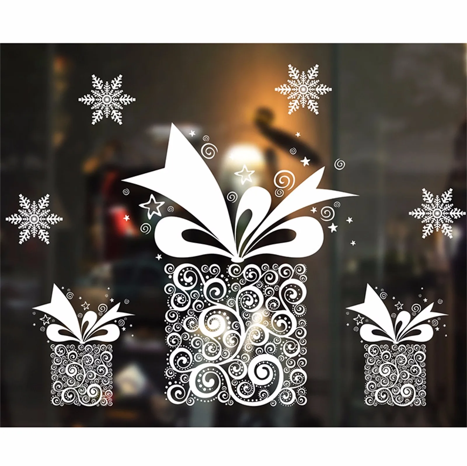 2021 Рождественская Подарочная коробка ПВХ статическая наклейка домашние окна