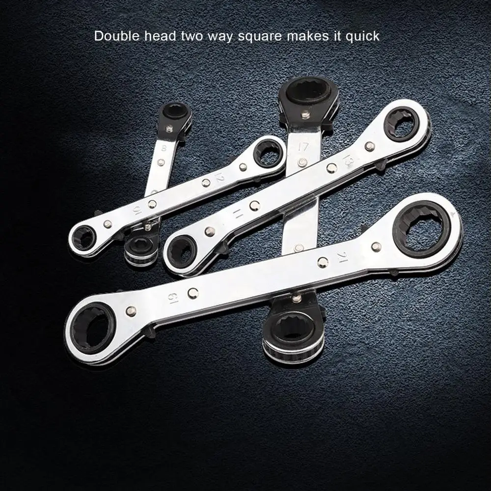 

5pcs/set Curved Double Head Ratchet Reversible Ratchet Handle Wrench Metric Hand Tool Ratchet Ring Tensioner