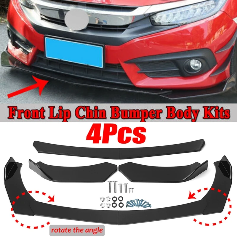 

Глянцевый черный передний бампер для губ под панелью, универсальный бампер, лопата, спойлер для губ, протектор, защита корпуса, комплект отд...