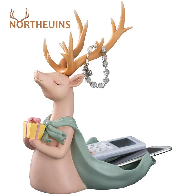 

NORTHUEINS Resin Cloak Elk Moose Reindeer Figurines Modern Nordic Animal Statue Sculpture Interior Christmas Decoration for Home