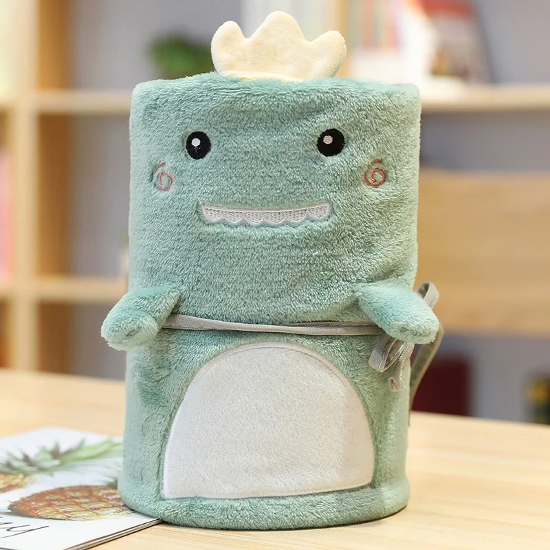 

Cute Cartoon Animal Air Conditioning Blanket Dinosaur Children Roll Carpet Flannel Office Nap Blanket Gifts for Girlfriend