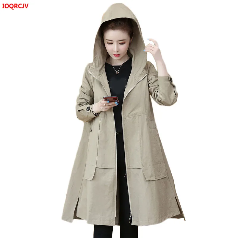 Ветровка размера плюс женская модная свободная длинная тренчкот женский