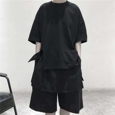 Женская длинная футболка с разрезом свободная коротким рукавом лето 2020 | одежда