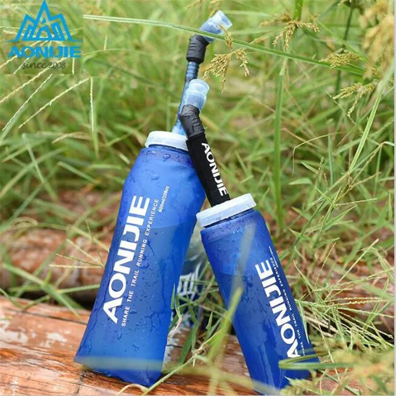 

AONIJIE 350 600mL Running Sport Water bag Folding TPU Soft Water Flask With Long Straw Bicycle Water Bladders Bag