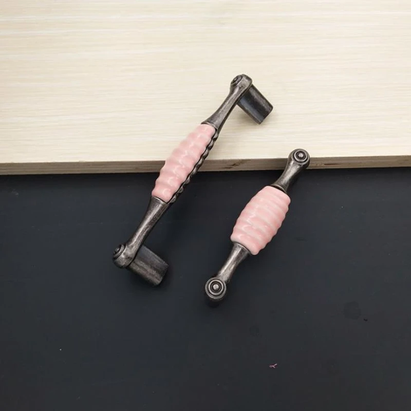 Розовые садовые керамические ручки LCH в средиземноморском стиле 76 мм 96 128 мм|cabinet