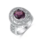 Изысканное модное открытое серебряное кольцо с фиолетовыми кристаллами для свадебной вечеринки, свадебные женские ювелирные изделия, подарок