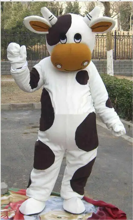 

White And Black Milk Cow Mascot Costume Fancy Dress Adult Suit Size Cartoon Appearl Halloween Birthday Cosplay