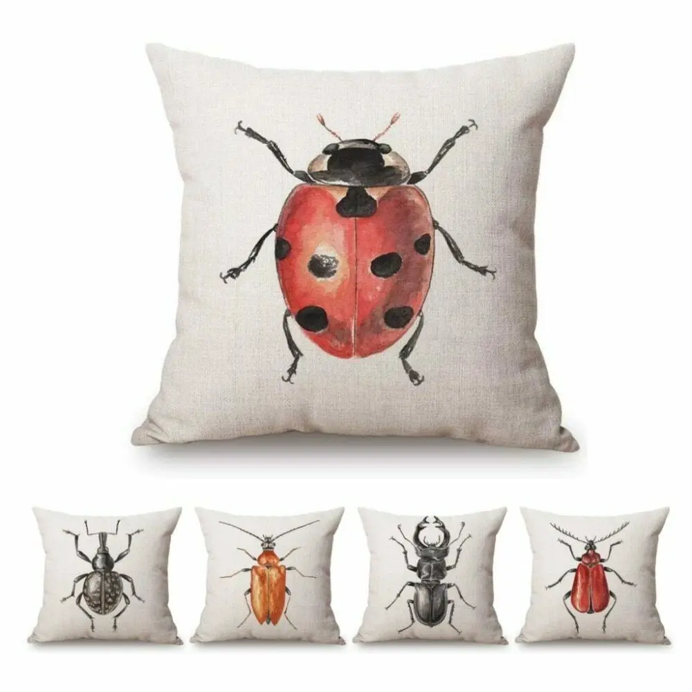 Акварельные насекомые Леди Жук Beatle детская комната нордическая подушка в