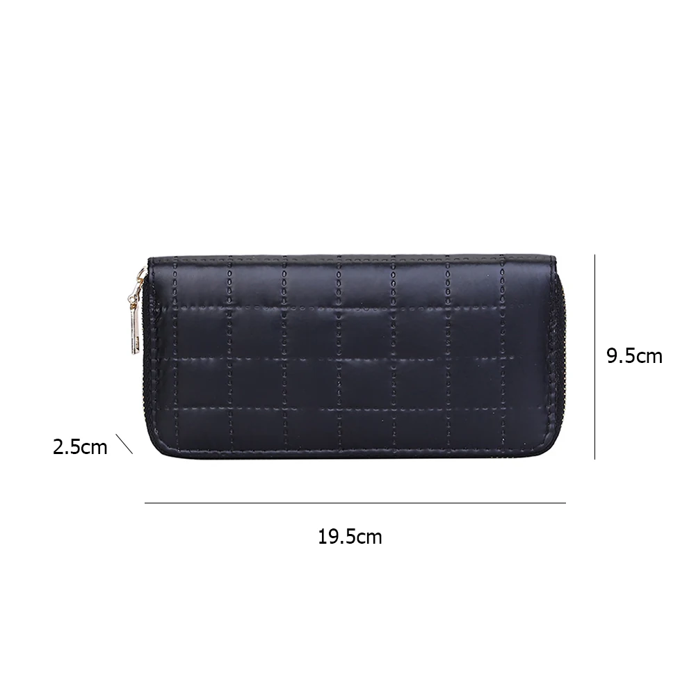 

Fashion Solid Color Women Wallet Card Holder Long Zipper Coin Purse Female Lattice Pattern PU Leather Clutch Money Bag