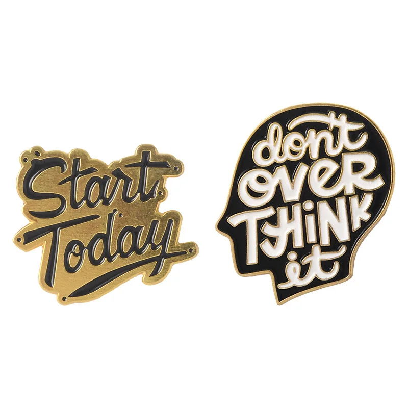 

Don't Ever Think It Text Metal Alloy Brooch Bag Clothes Lapel Pins Cartoon Fashion Jewelry Badges for Friends Gift