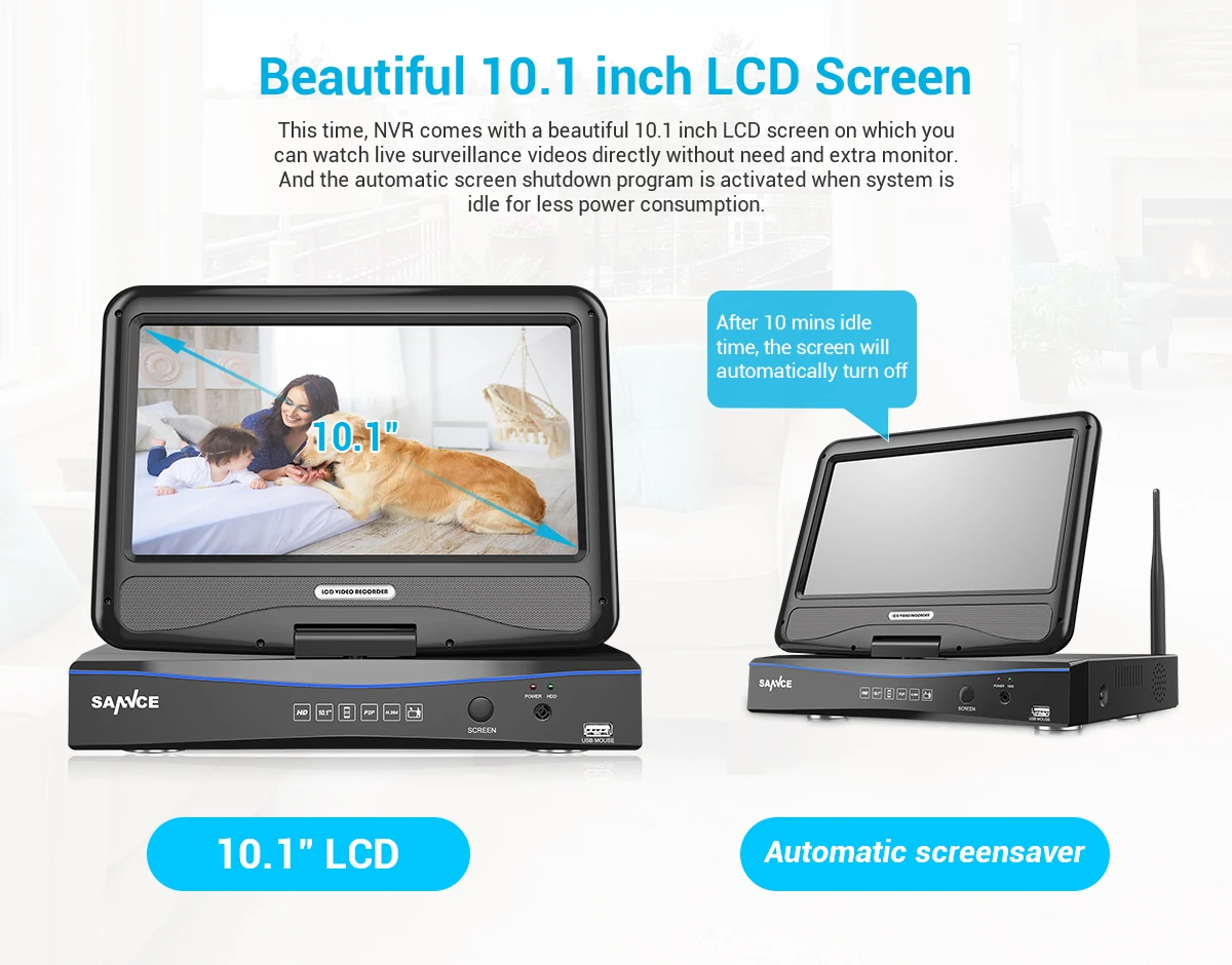 SANNCE 1080p HD Беспроводная система безопасности 10," ЖК-экран 4 шт. 2.0MP открытый Wifi ip-камера набор камер наблюдения
