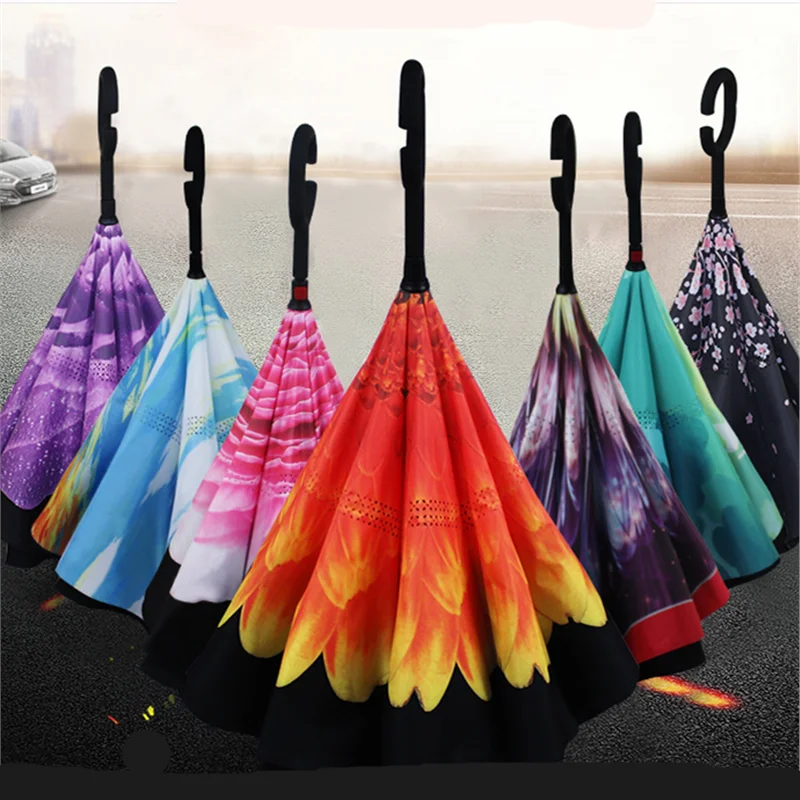 Двухслойный складной зонт Parapluie с защитой от ультрафиолета и солнца дождя для