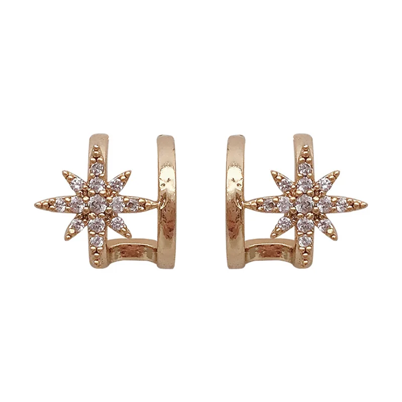 Женские классические серьги гвоздики простые маленькие с пятиугольной звездой