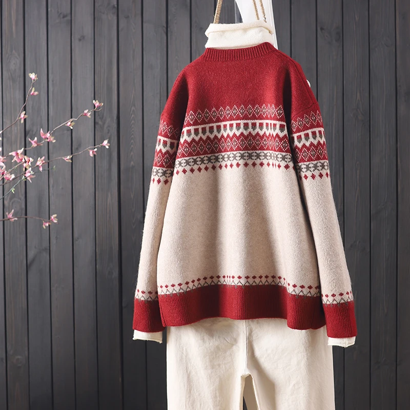 

Spring and autumn fashion new loose and versatile casual long-sleeved buttoned knitted cardigan women's western style sweater