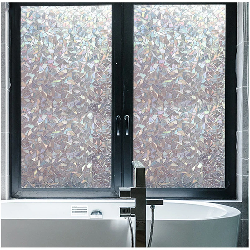 

3D Rainbow Effect Window Films Privacy Decorative Film Anti-UV Non-Adhesive Static Cling Glass Sticker for Kitchen Office Home