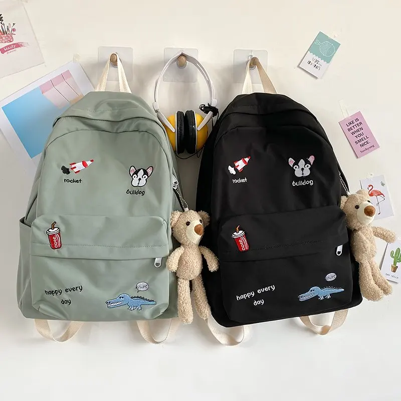 Рюкзак женский из ткани Оксфорд с вышивкой милый новый школьный ранец для книг