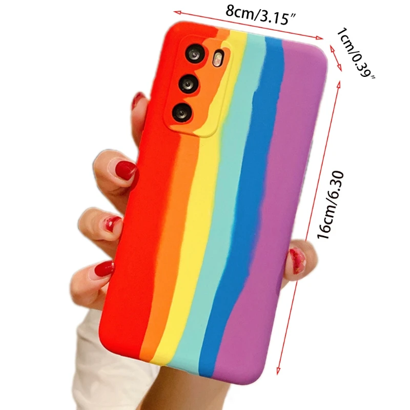 

Rainbow Liquid Silicone Phone Case Full-body Protective Shell Cover Decoration 652E