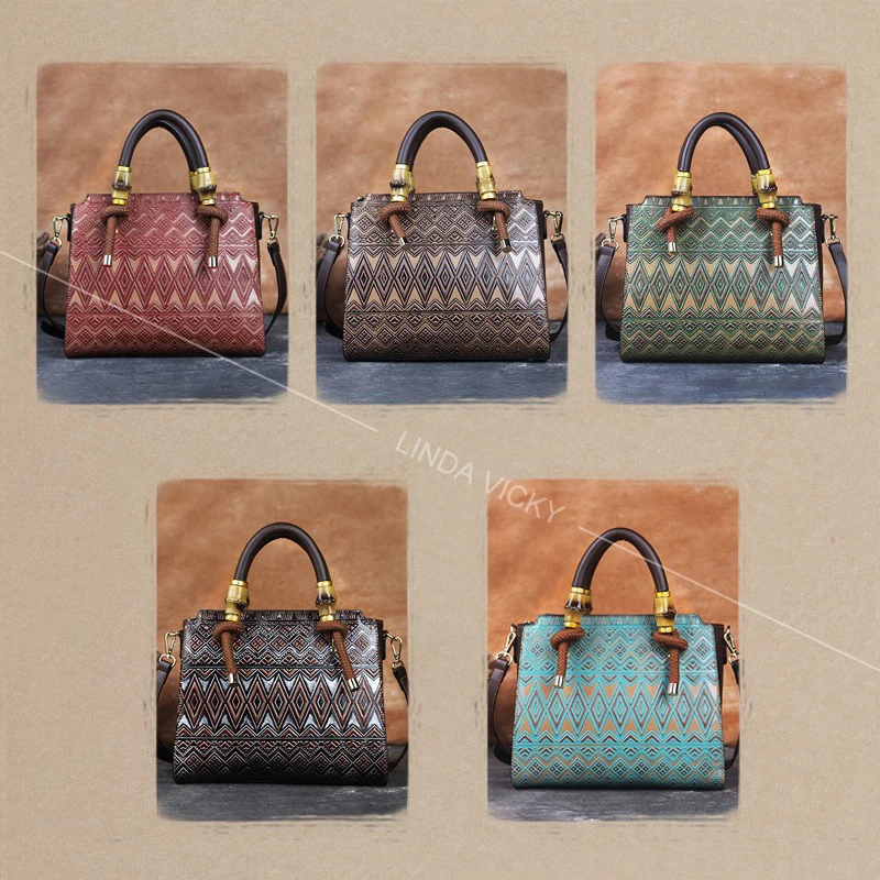 

Women Retro Pattern Handbag Fashion Large Capacity Tote Bags Personality Trends Crossbody Bag Lady Creative Leather Shoulder Bag