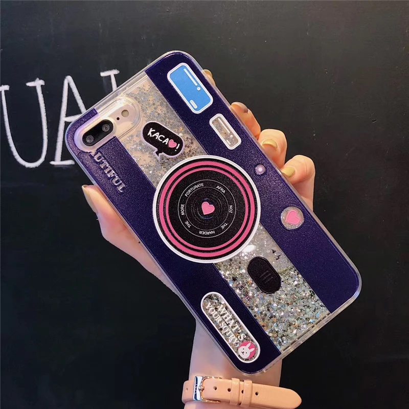 Camera Blue Водой чехол жидкостный Мягкий силиконовый чехол для Huawei Honor 10 7A 7X 8X 8A 9 Lite 20 10i 20i вид 10 20 V10 V20 с блестящими звездочками Coque Funda - Цвет: Camera Blue