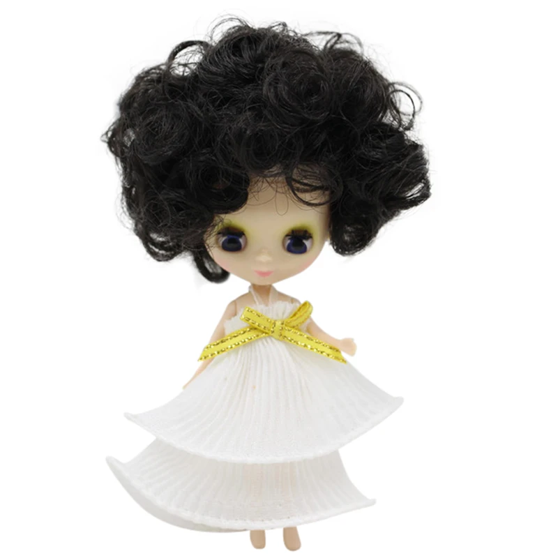Фабричная мини кукла blyth высота 10 см черные вьющиеся волосы нормальное
