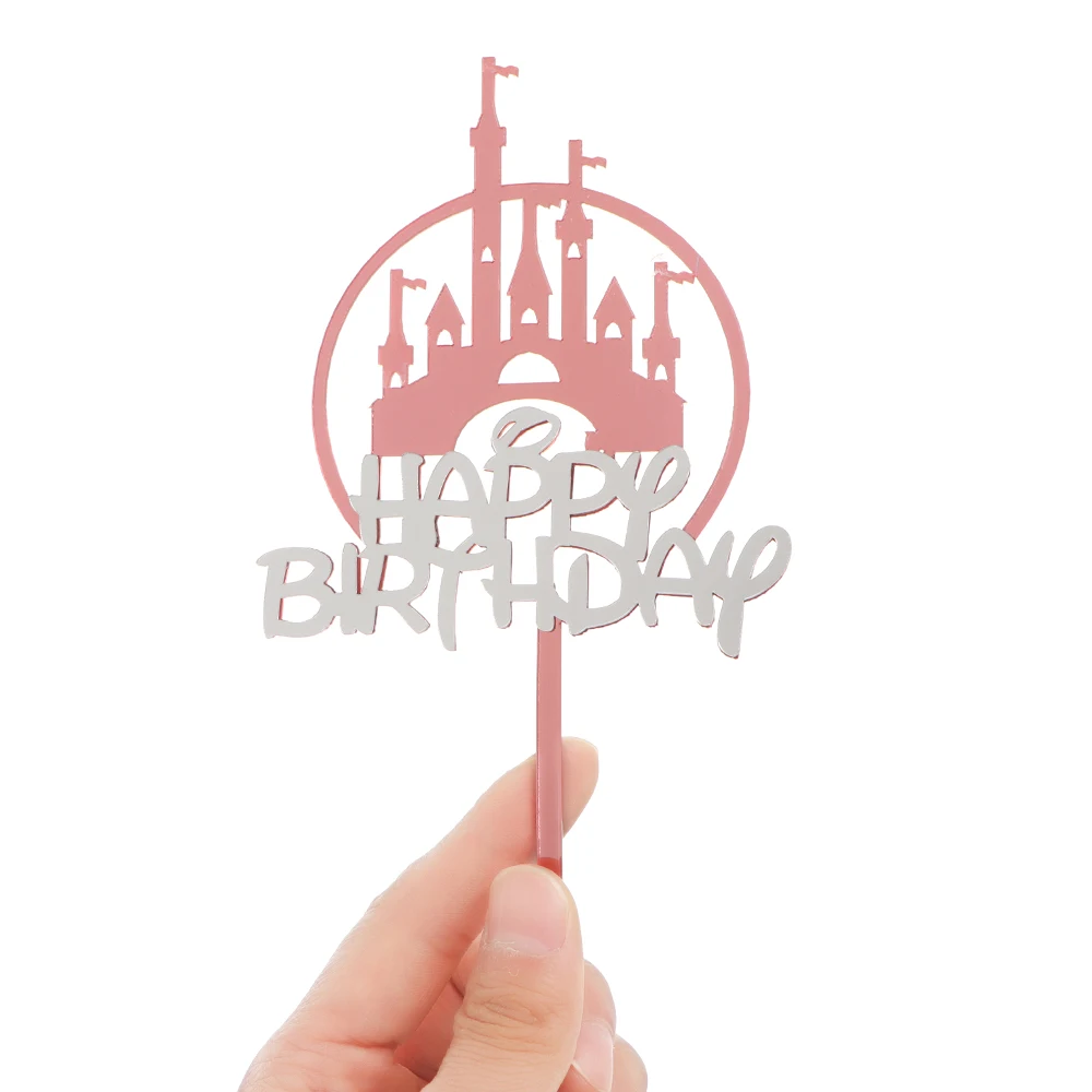 1 шт. Топпер для торта С Днем Рождения акриловая надпись золотой серебряный торт