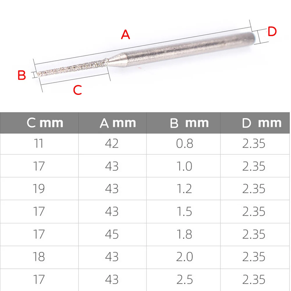 

1 Set High Quality Diamond Coated Drill Bit for Glass Jewelry Stone Jade Agate