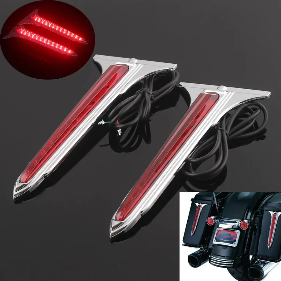 

Motorcycle LED Rear End Saddlebag Accent Taillight Tail Brake Light Red Lense For HD Street Road Electra Glide Road King 93-13