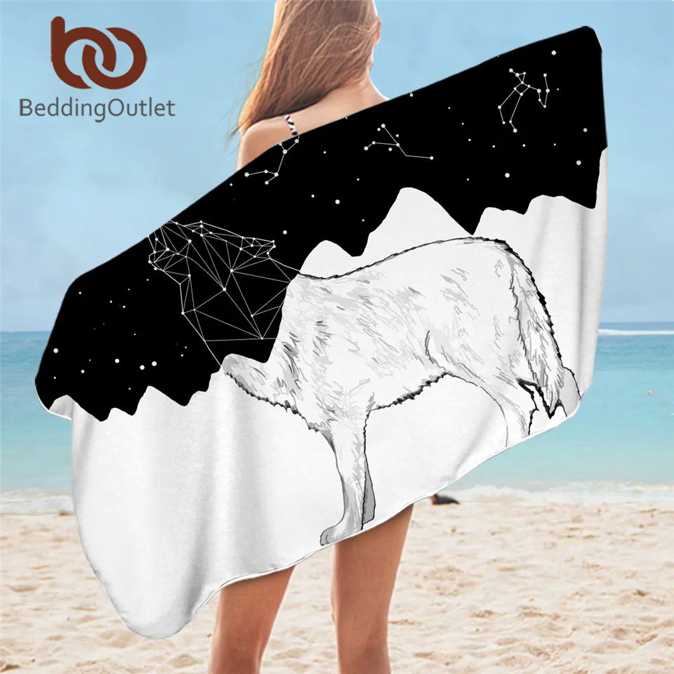 Летнее полотенце BeddingOutlet в ванную комнату тонкое пляжное с созвездиями черное