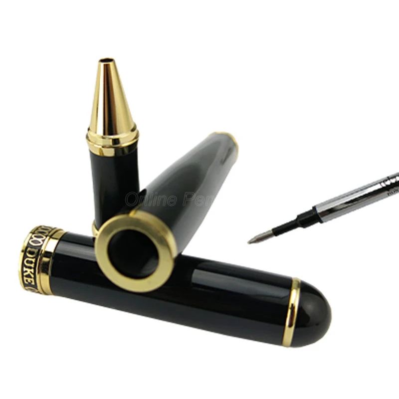 Ручка шариковая Duke D2 с черным корпусом и золотым зажимом усовершенствованная