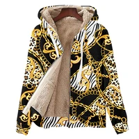 mens winter baroque 3d golden chain print thermal fleece jacket oversized harajuku luxury streetwear top hoodies autumn padded
