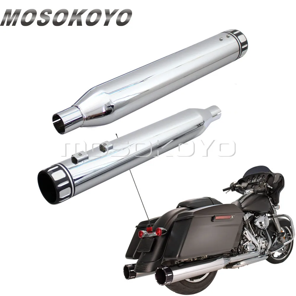 Глушитель выхлопной трубы 1 пара хромированный без застежки для Harley Touring Road King Street