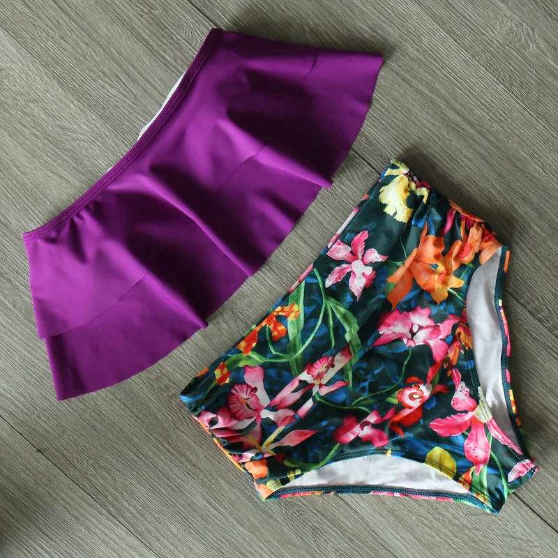 

2021 New Bikinis Women Swimsuit High Waist Bathing Suit Plus Size Swimwear Push Up Bikini Set Vintage Beach Wear Biquini