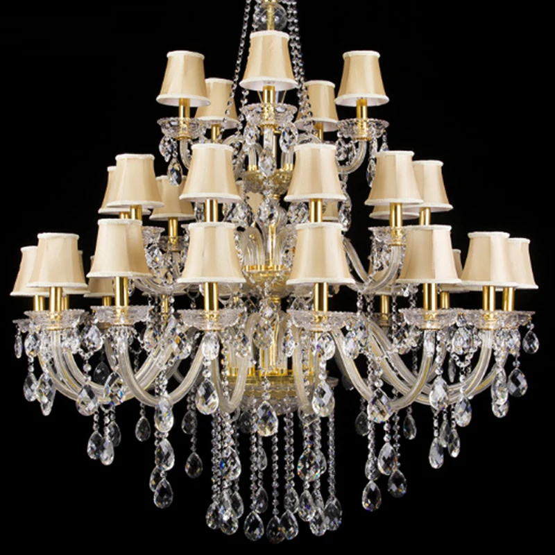 Прозрачные хрустальные люстры соединения зданий лестницы большой кристалл