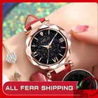 Часы наручные женские с кожаным ремешком, роскошные дизайнерские минималистичные модные ультратонкие, розовые, красные, коричневые