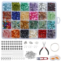 24 grids irregular gemstone beads assorted box set energy healing stone loose beads for jewelry making