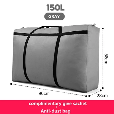 Gray 150L Дорожная сумка, холщовая, переносная, для женщин, для выезда за границу, сумка для багажа, большая вместительность, 40L-180L, большая, переносная, для дома, сумка для хранения, очень большая - Цвет: Gray 150L